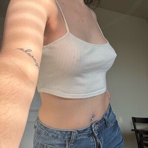 SHEIN Cream Fitted Crop Camisole